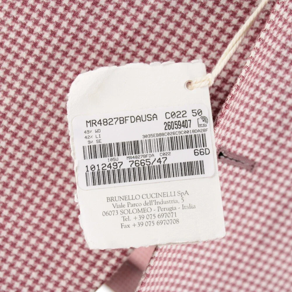 Brunello Cucinelli NWT Wool Blend Sport Coat Size 50 (40 US) In Burgundy & White